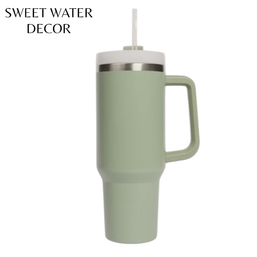 NWT Sweet Water Decor Sage 40 oz Tumbler with Straw